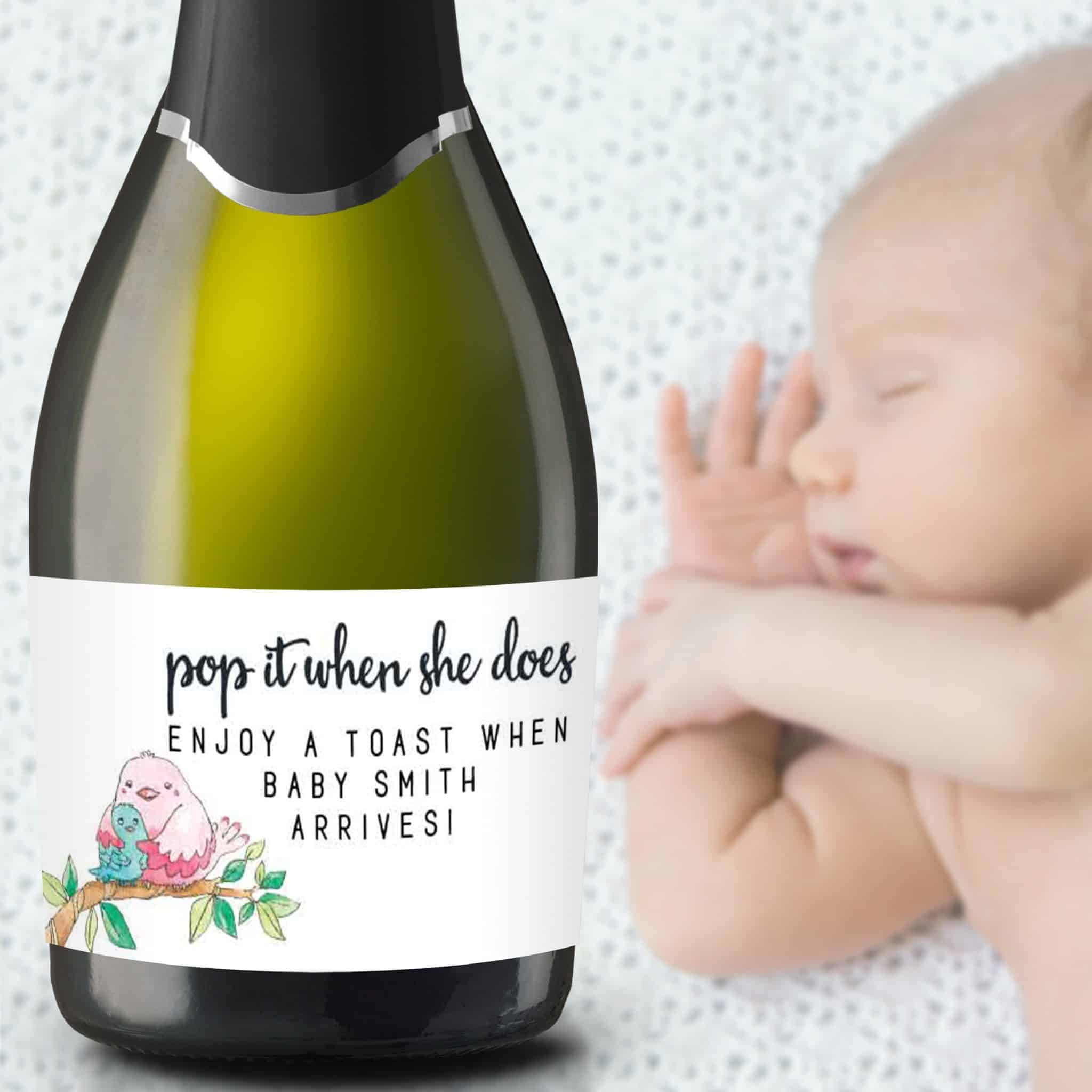 Mini-Champagne Bottle Labels for Baby Shower Baby Shower Custom Mini-Champagne Bottle Label Stickers Sold in Set of 8